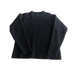Boston Traders‎ Crew Neck Soft Slub Pullover Sweater Black, Size M Wool/Nylon